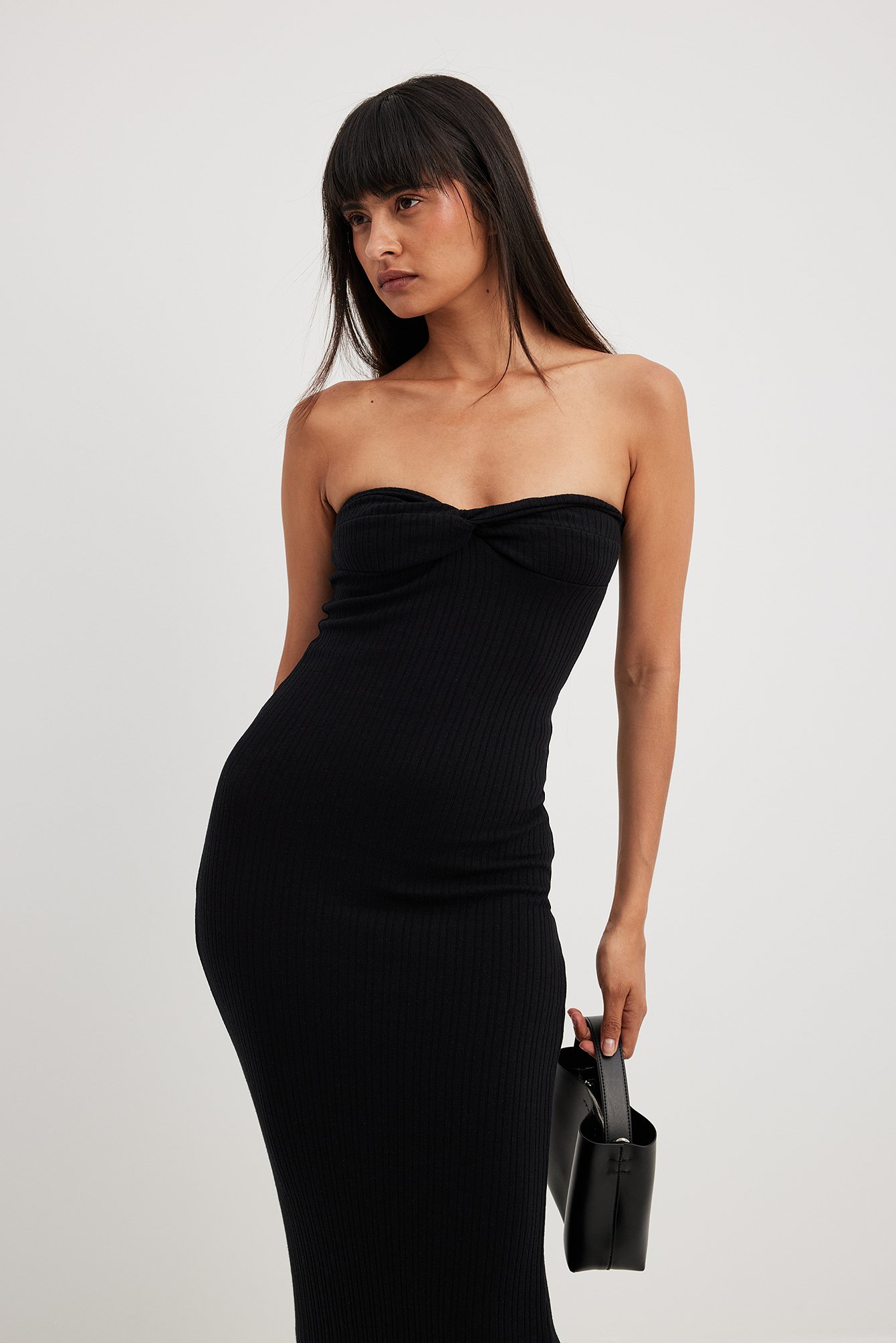 Black Tube Top Sleeveless Open Back Slit Stretch Sequin Party Maxi Dress -  Karanube